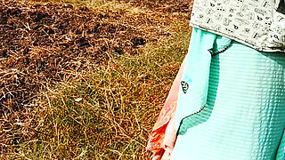 Desi sister-in-law is going to the forest to cut fodder, I follow her, sister-in-law took off all her clothes and started pressi