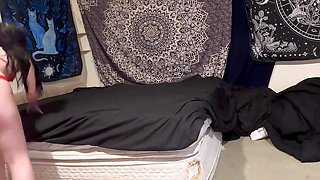 Watch me Kenziwild a goth tattooed whore showcasing my undies as I make the bed