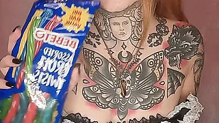 Maid Stuffs Mouth with Sweettreats