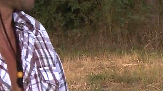 Hot brunette got her ass fucked by huge cock at the farm