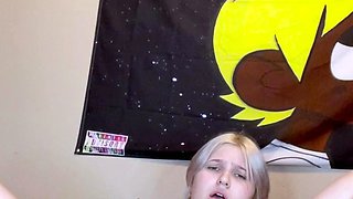 Shaved pussy blonde Tasha Reign with big boobs goes solo