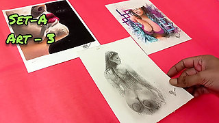 Erotic Art Or Drawing Compilation Of Sexy Desi Indian Big boobed women having sex with husband & Brother In law