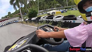 Thai teenage amateurs GF go karting and sex