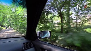 Beautiful Brunette with Big Ass Sucks and Fucks Doggystyle in Park, for a Car Ride