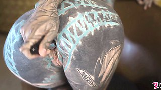 Tattooed Teen testing screw machine with her assfucking - fuck machine, gapes, climax, anal ,goth, punk,alt
