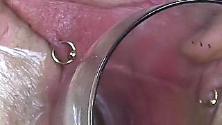 Far Spread and Pumped Pussy Worked with Dildos Glasses and Billiard Ball Part3