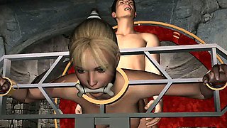Restrained 3D cartoon blonde babe gets fucked hard