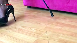 Miss Anett Larman solo in sexy nylon Stockings