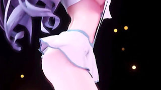 [mmd] Phut Hon College Girl Uniform; Black Stockings; Jiggling Breasts