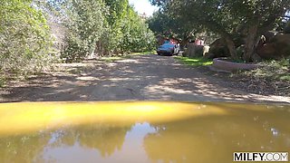 Curvy Buxom Blonde Highway Patrol Officer Entices a Big-dicked Driver Into Wild Sex In the Forest