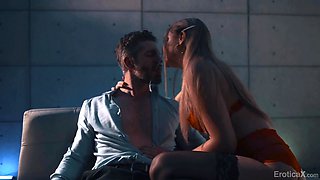 Hot petite blonde in sexy stocking indulges into relentless banging with her boyfriend. She loves his big cock!