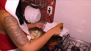 Christmas Double Dove Anal Threesome for Latina