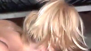 Redhead and Blonde Blow the Cock and Deepthroat, Get Asslicked, Fucked Reverse Cowgirl and Piss in the Guys Mouth