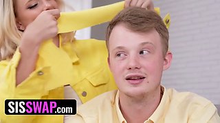 Ratchet stepsisters help their eyes covered dork stepbrothers with losing their virginity -sisswap