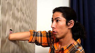 Naughty teen enjoys stepbro's big cock gloryhole style