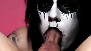 Black Metal Goth Deepthroats so Good That She Gets Two Throatpies