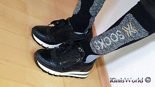 Bold & Unique: Sweaty Ski Socks, Sneakers & Black Jeans Tease