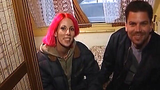 Pink-haired German Doll Fucked Hard in the Parked Trailer
