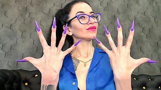 New Longer Shape and New Purple Color, Claws, Long Flexible Fingers Wide Palm, Silk Pantsuit on Me