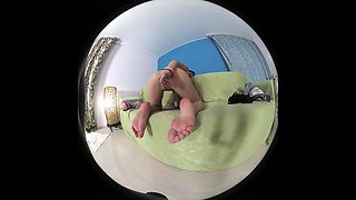Arina Masturbates With Glass Toy On Sofa - Redhead Solo Model Lingerie Toying