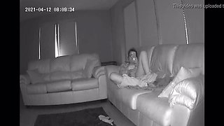 Hot MILF Caught Fingering Herself on Couch - Hidden Cam Spy POV