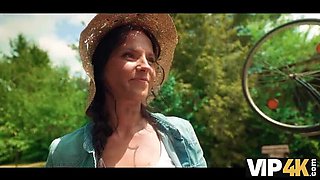 Hot Brunette Cougar Seduces Stranger For Sweaty Outdoor Sex In Countryside HD