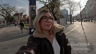 Wetting Her Jeans On The Streets Of Budapest