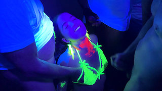 Full Video - Glow Party! Bukkake Gangbang for Cum-hungry Slut - Cliff Media Productions