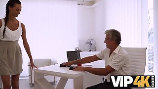 Vip4k. aged and young porno action performed in the milky office
