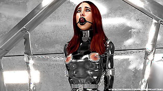 Black Widow in Latex Catsuit and Metal Bondage - 3D BDSM Fetish Comic