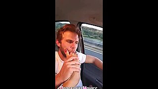 Wild sex in the car while drive