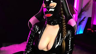 Latex brunette with beautiful lips