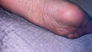 Feet in Black Pantyhose to Jerk off and Cum