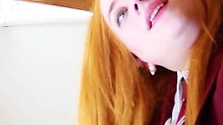 18 Year Old Victoria Greene Sucks Cock And Gets Her Uniform Soaked Under The Milking Table