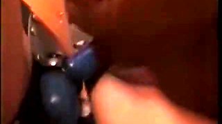 Delightsome Uses Blue Pecker To Fuck A Dark Brown Lesbo