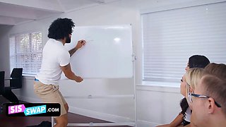 Sista interchange - gorgeous teen gfs swap their nerdy looking stepbros and swallow their cum