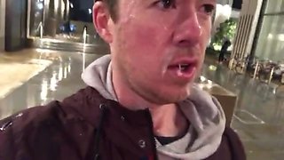 Public facial and cum walk!