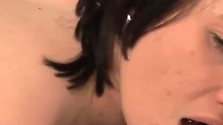 Amateur brunette chubby fucks and sucks