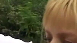 Outdoor sex with horny blonde