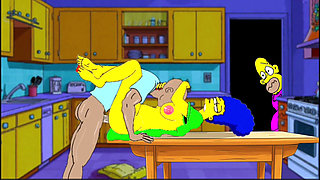 Married Housewife Gets Fucked on the Kitchen Table While Her Husband Stands Quietly Behind the Door and Watches