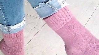Foot play of a young girl