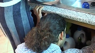 Italian brunette rides a hard big cock in the kitchen