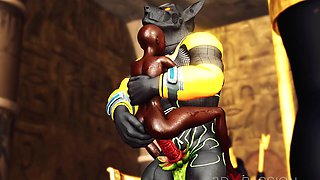Anubis fucks a hot black girl in the temple