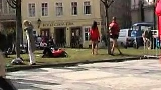 Busty Czech amateur fucks outdoor in public