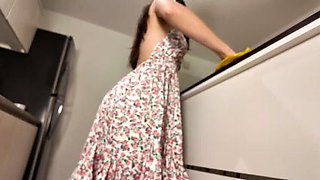 Stepmom's Surprise Kitchen Creampie - Nipple Stock in Taboo Family Fuck