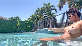 Erotic, outdoors, wet white shirt