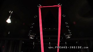 Femdom fetish mistresses fuck bdsm loser with strapon