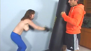 Busty Red Head Fucks Her Big Dick Trainer