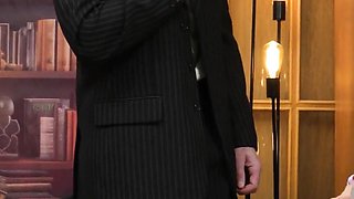 Skinny Secretary Gets All Holes Destroyed