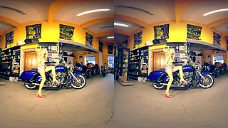 208 - Kate - Blonde Nude Posing With Motorcycle